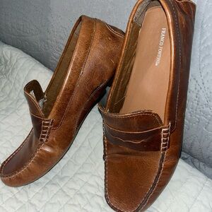 Franco Fortini Men's Tan Leather Slip-On driving penny loafers